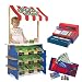 Melissa & Doug Grocery Store and Lemonade Stand with Learning Resources Pretend and Play Calculator Cash Register and Cash n' Carry Wallet Deluxe Bundle