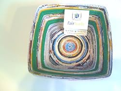 Recycled Square Bowl (Green Stripe)