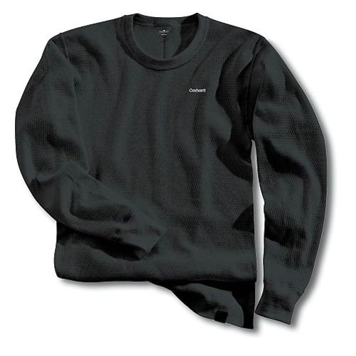 Carhartt Mens Heavyweight Cotton Thermal Crewneck Top, Black, Medium