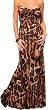DESIGNER LEOPARD STRAPLESS OCCASION DRESS PARTY NEW MAXI GOWN