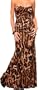 DESIGNER LEOPARD STRAPLESS OCCASION DRESS PARTY NEW MAXI GOWN, Small