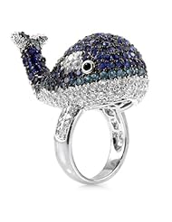 Baby Belugas Whale Cocktail Ring - Silver Tone