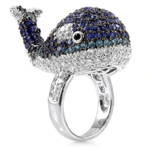 Baby Beluga’s Whale Cocktail Ring – Silver Tone