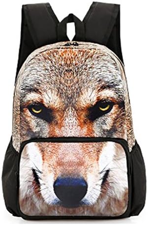 Lifebe BG Personalized 3D Animal Travel Backpack/Canvas School Bags/Teenagers Mochilas Rucksack (Wolf)