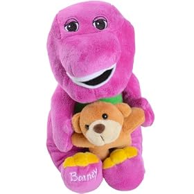 23cm/9" Barney The Purple Dinosaur Plush Soft Toy Holding A Plush Teddy Bear
