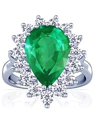 Platinum Pear Cut Emerald Ring With Sidestones