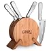 Ginsu Kotta Series Japanese 420J2 Stainless Steel 5-Piece  Knife Prep Set with Round Bamboo Storage Block 4886