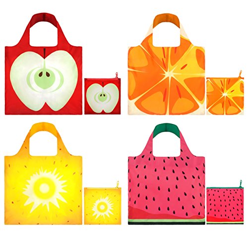 LOQI Frutti Collection Pouch Reusable Bags, Multicolored, Set of 4