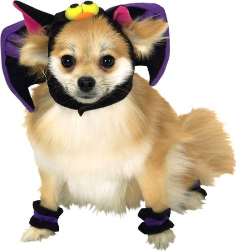 Bat Headpiece and 4 Paw Cuffs Pet Costume Size 