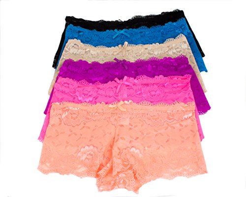 Women's 6 Pack Floral Sheer Full Lace Panties