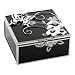 Juliana Glass & Wire- Black/Silver Flowers Trinket Box