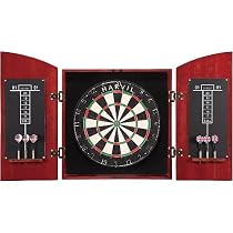 Harvil Solid Wood Dark Cherry Dartboard Cabinet Set