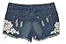 Amoin Casual Vintage Womens Lace Flower Jean Shorts Short Pant Trouser Cut-Off Denim