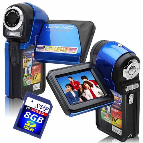 NEW Dual Cam High Resolution Blue DIGITAL VIDEO CAMCORDER / STILL CAMERA 8GB SDHC Included.