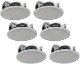 Yamaha In-Ceiling 3-Way 100 watts Natural Sound Custom Easy-to-install Speakers (Set of 6) with Dual Tweeters & 6-1/2 Woofer for 1 Large Room or Several Smaller Rooms