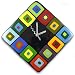 Retro Modern Squares Handcrafted Glass Clock - Multicolored, 11" Diagonal