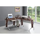 Modern L-Shaped Computer Workstation - Mahogany
