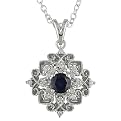 Silver Created Sapphire Pendant - Blue