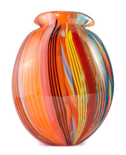 Glass Ware Castellani Art Retro Vase Murano Orange New