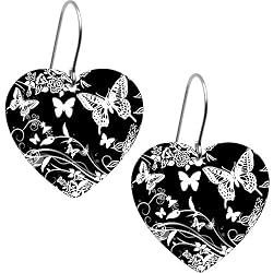 Handcrafted Heart BW Flight of the Butterfly Earrings