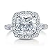 BERRICLE Sterling Silver 4.38 ct.tw Cushion Cubic Zirconia CZ Halo Engagement Wedding Bridal Ring