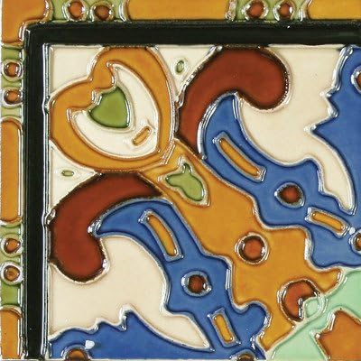 Mission 6" x 6" Hand-Painted Ceramic Decorative Tile in Figuras