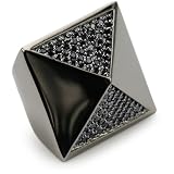 nOir Pyramid Partial Pave Ring Black, Size 7
