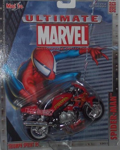  Maisto Ultimate Marvel Motorcycle - Spider-Man Triumph Sprint RS Diecast Spiderman Motorcycle