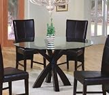 Round Dining Table with Glass Top Rich Cappuccino Finish