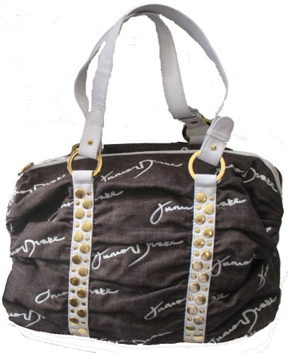 Junior Drake Signature Jacquard Stud Handle Purse (Brown)