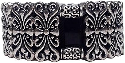 FitBit Charge Bracelet and FitBit Charge HR Bracelet: Westminster Scroll in Silver with Window, 8 1/4"