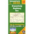 Fahrradkarte Radkarte Braunschweig Magdeburg Harz  1:100.000