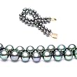 Double Strand 7-7.5 Inches 7-8mm Black Freshwater Cultured Pearl Bracelet