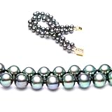 Double Strand 7-7.5 Inches 7-8mm Black Freshwater Cultured Pearl Bracelet