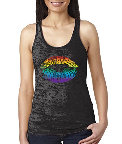 HAASE UNLIMITED WOMENS Rainbow Lips Burnout Racerback Tank Top