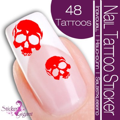 Nail Tattoo Sticker Totenkopf / Sch&auml;del - rot Preisvergleich