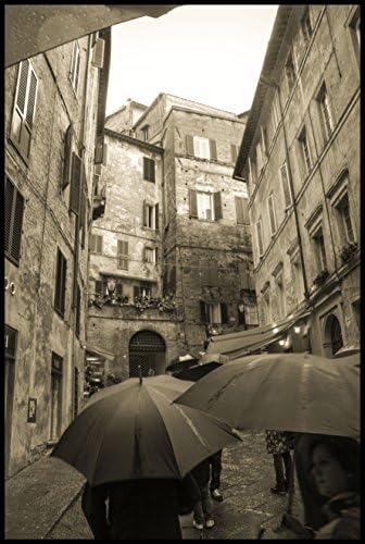 11x14 Umbrellas in Siena Italy Photography Sepia Photography Print