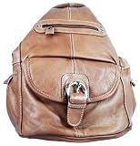 Convertible Back Pack Purse, Mid Size Tear Drop Shoulder Bag, Backpack, Sling Bag. Genuine Leather (Dark Brown)
