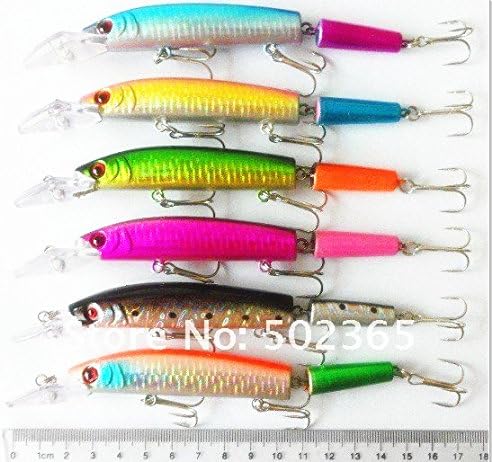 6 Pcs Multi Jointed Minnow Fishing Lure Hard Lure Bass Bait Swimbait for Bass &amp; Trout 5.7"/0.530z