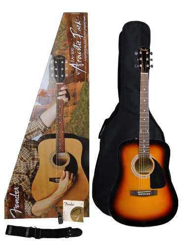 Fender FA-100 Limited Edition Dreadnought Acoustic Guitar Pack with Gig Bag, Tuner, Strings, Strap, and Picks - Sunburst