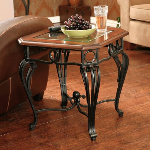 Prentice End Table Dark Glass Top