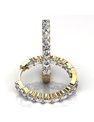 14KT Yellow Gold Beautiful Shared Prong Diamond Hoop Earrings containing Forty Round Brilliant Cut Diamonds Total. 2 CTW