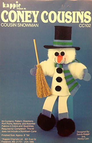 Vintage 1986 Coney Cousins Snowman Pom Pom Doll Making Kit for Kids and Adults Christmas Holiday Decor