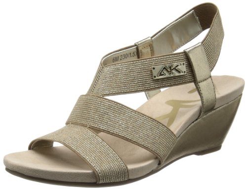 Anne Klein Sport Women's Cuinn Wedge Sandal,Black/Black,10 M US