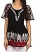 Sakkas Cora Relaxed Fit Batik Design Embroidery Cap Sleeves Blouse / Top