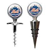MLB New York Mets Stainless Steel Cork Screw and Wine Bottle Topper Set