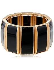 Kenneth Jay Lane Gold and Black Bars Stretch Bracelet, 8"