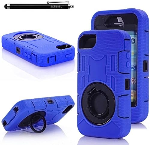 EasierBuy Armor cases,Tough Armorbox Dual Layer Hybrid Hard/Soft Protective Case for iPhone 4/4s - Dark Blue
