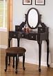 Black Finish Vanity with Stool and Drawers
