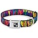 Buckle-Down Seatbelt Buckle Dog Collar - Paint Drips Black/Multi Neon - 1